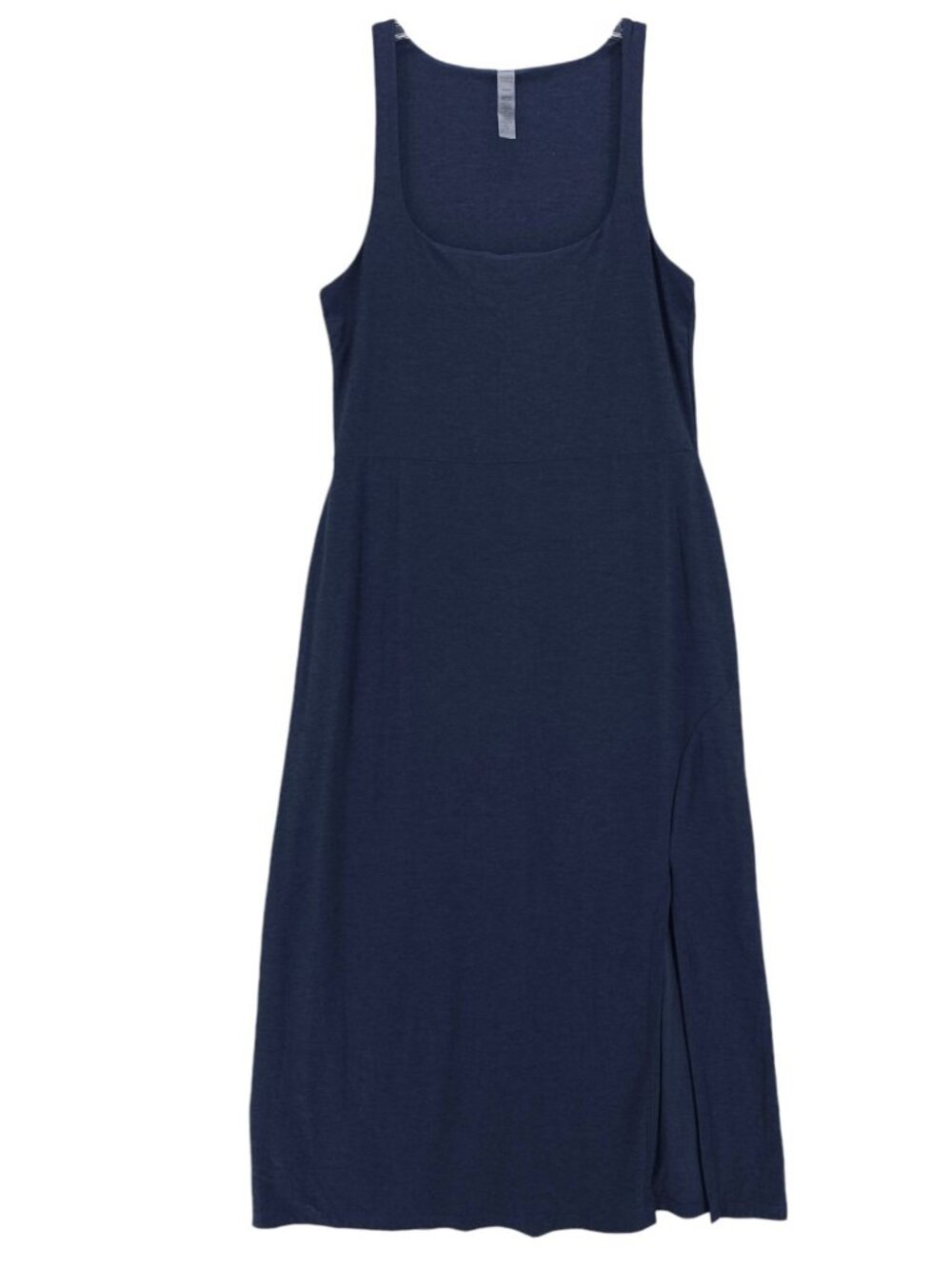 BEYOND YOGA Featherweight Getaway Dress Square Neck Navy Blue Slit MEDIUM